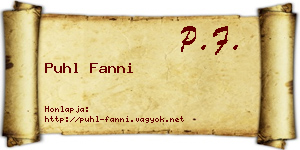 Puhl Fanni névjegykártya